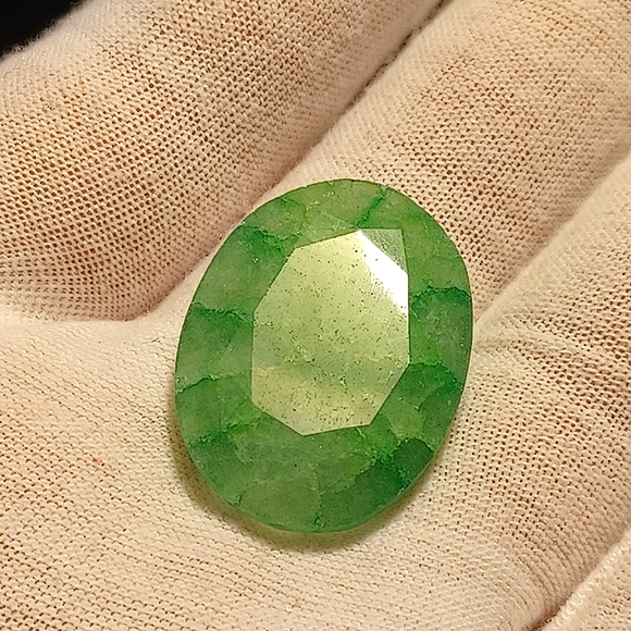 Natural Emerald Untreated Loose Gemstone ( Brazil) 33.40Ct Oval Cut Faceted Gem - Picture 1 of 6